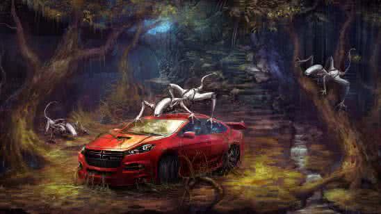 toyota ft1 in forest with robots 4k wallpaper