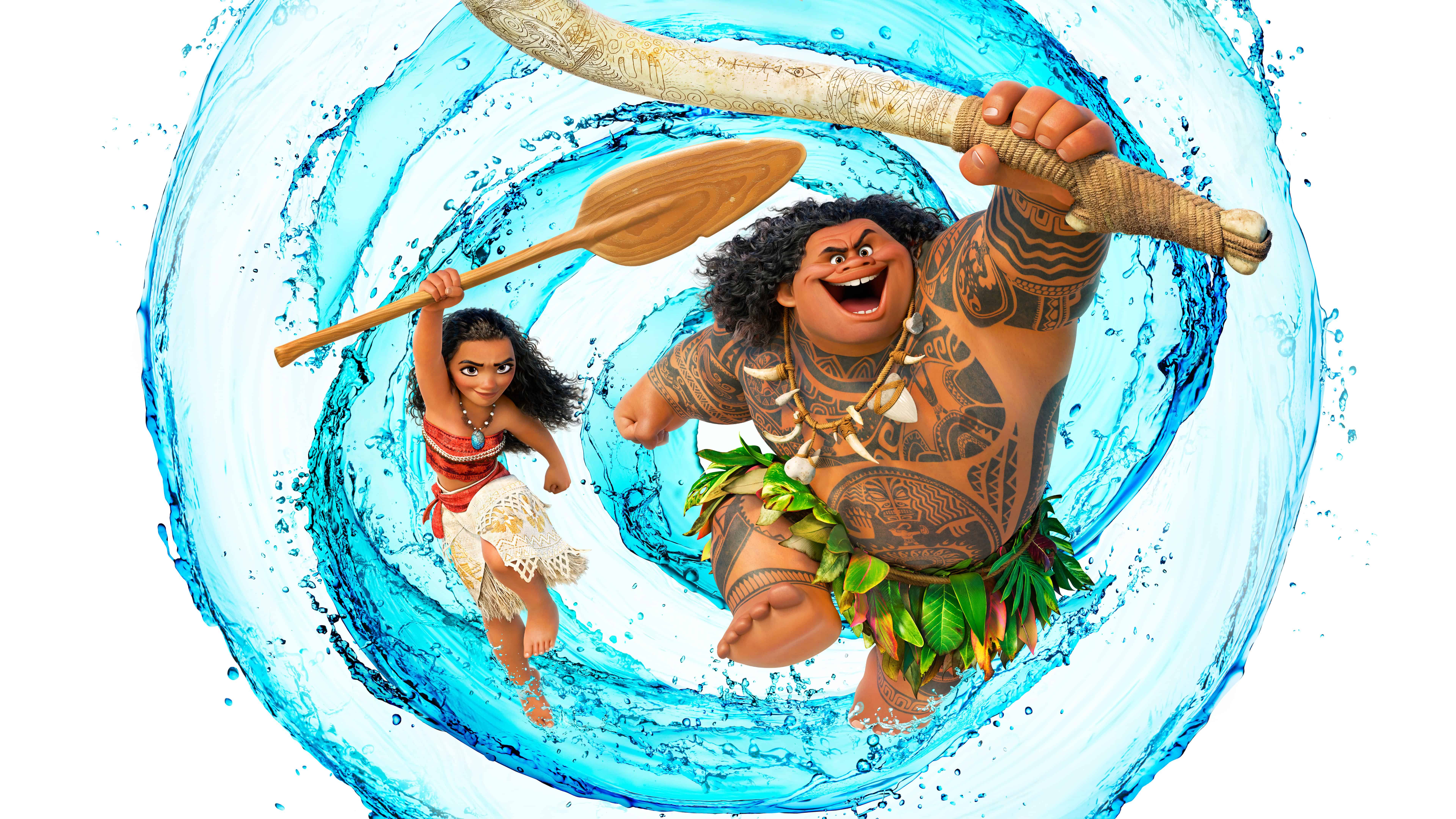 moana and maui water swirl uhd 8k wallpaper