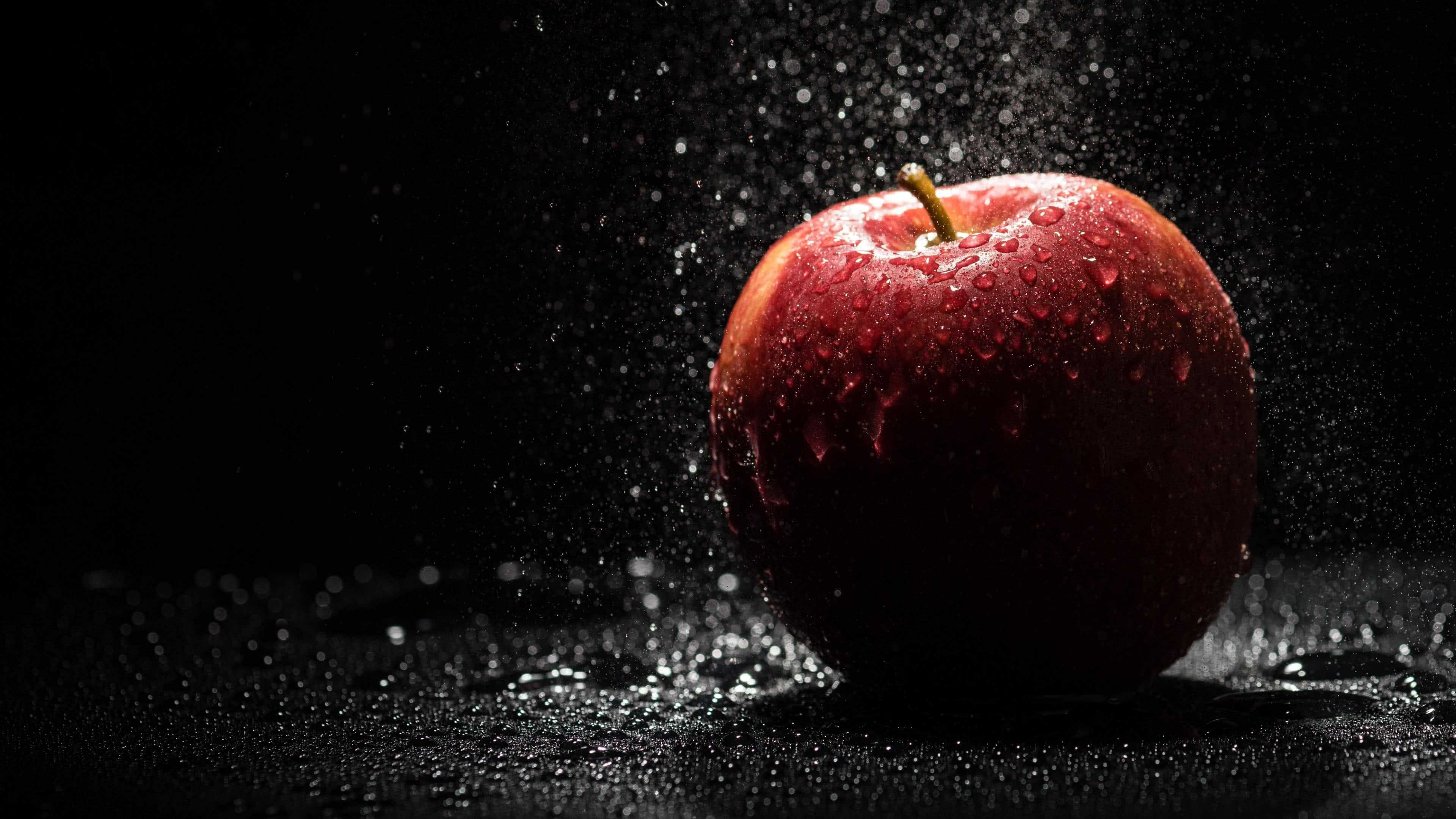 Red Apple With Water Drops UHD 4K Wallpaper  Pixelz