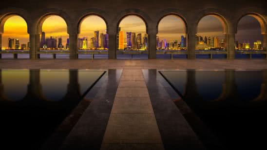 qatar city skyline at night uhd 4k wallpaper