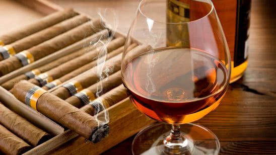 cuban cigar and glass of cognac uhd 4k wallpaper