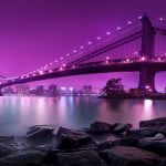 manhattan bridge at night new york city united states uhd 4k wallpaper