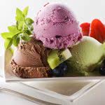 mixed ice cream on plate with fruit uhd 4k wallpaper