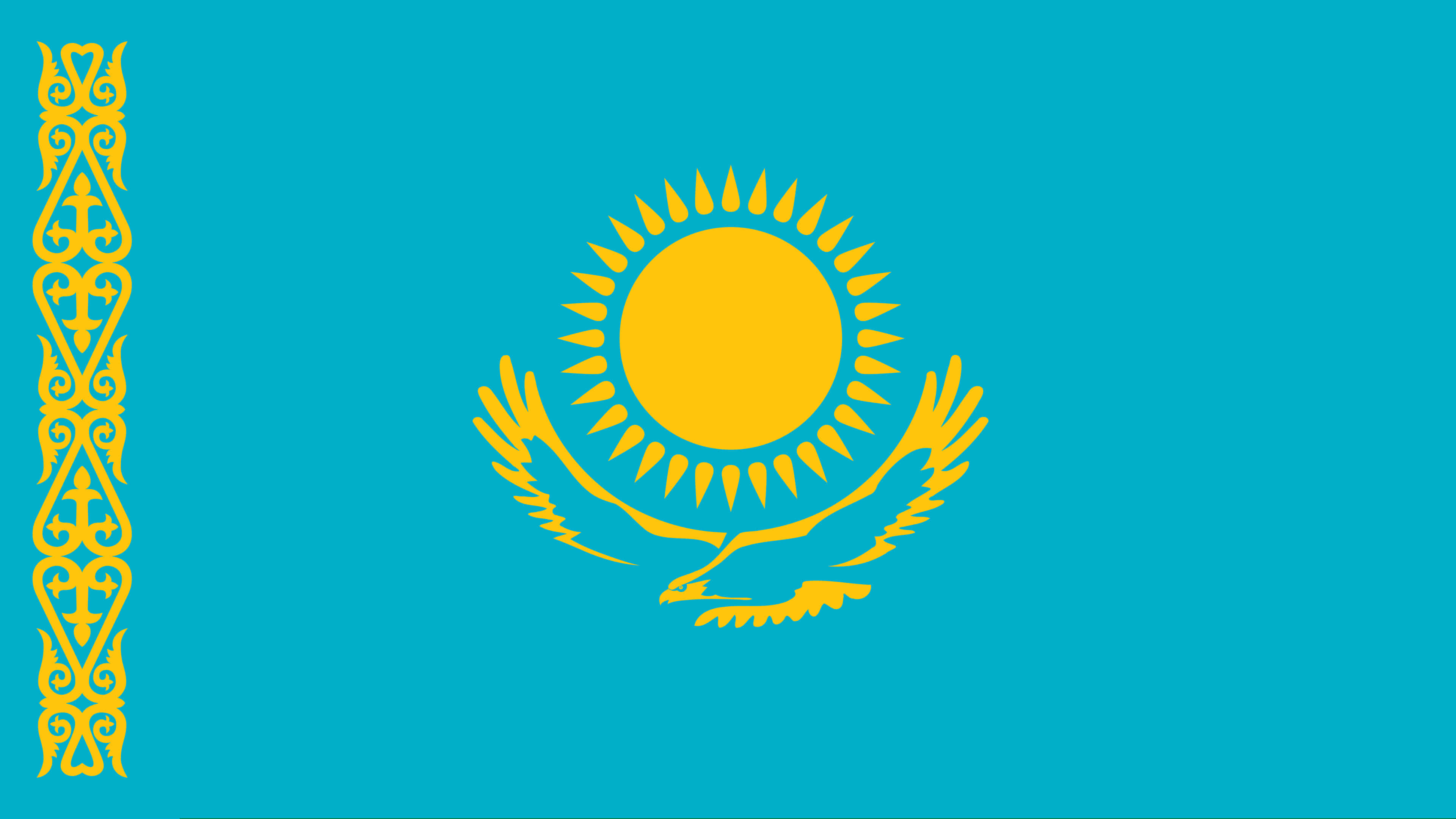 kazakhstan flag uhd 4k wallpaper