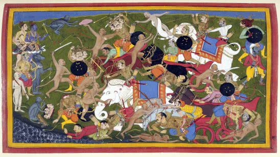 battle at lanka ramayana udaipur painting uhd 4k wallpaper