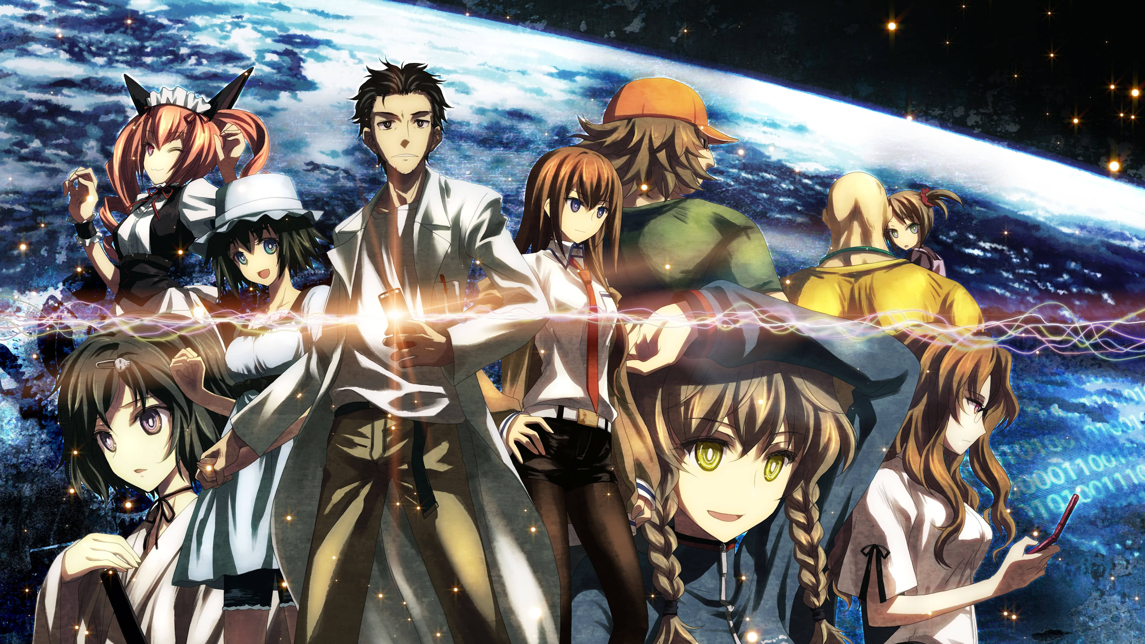 Download Steins Gate Anime Characters in a Beautiful Cityscape