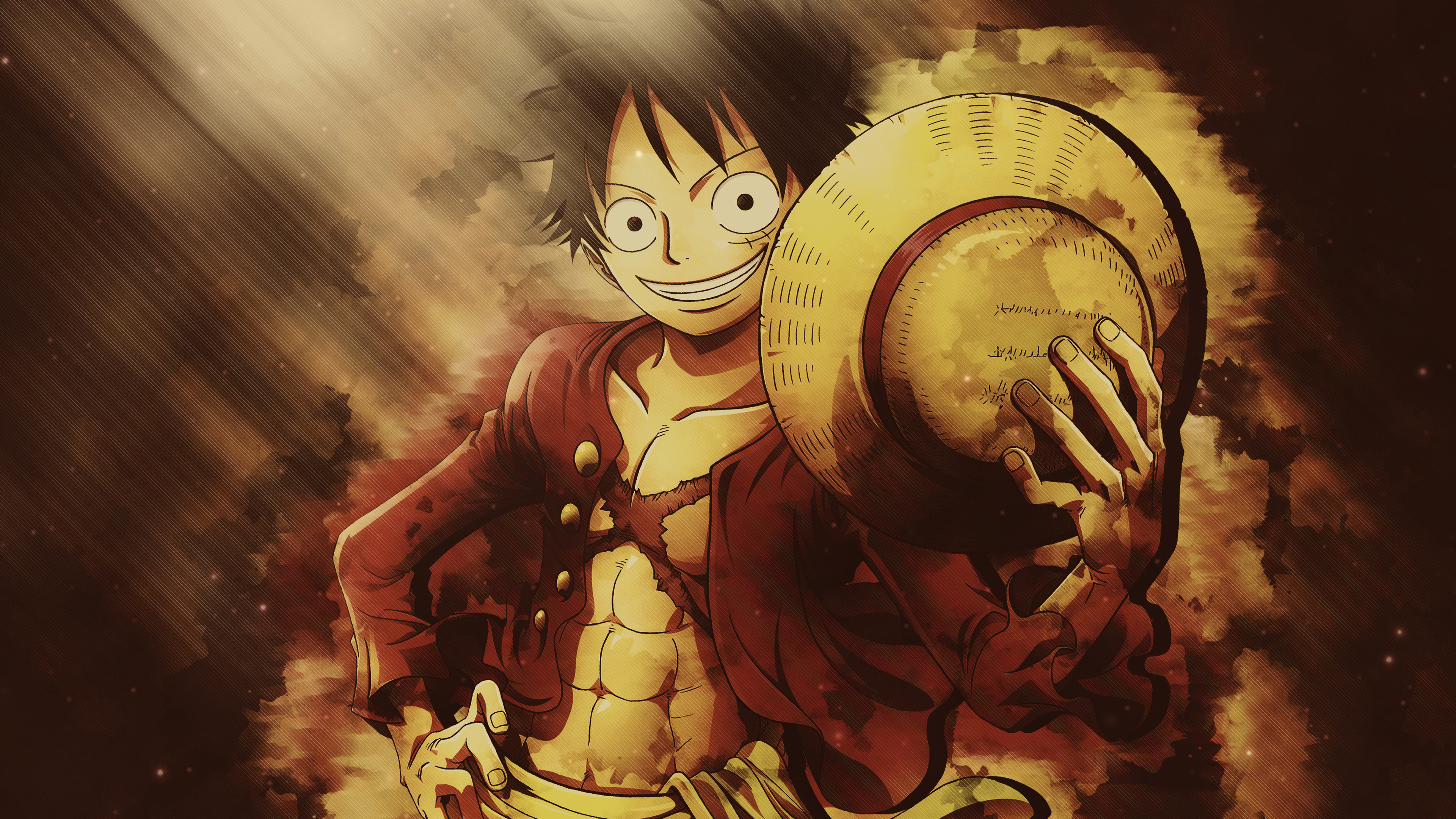 Monkey D Luffy, portrait, artwork, manga, One Piece, HD wallpaper