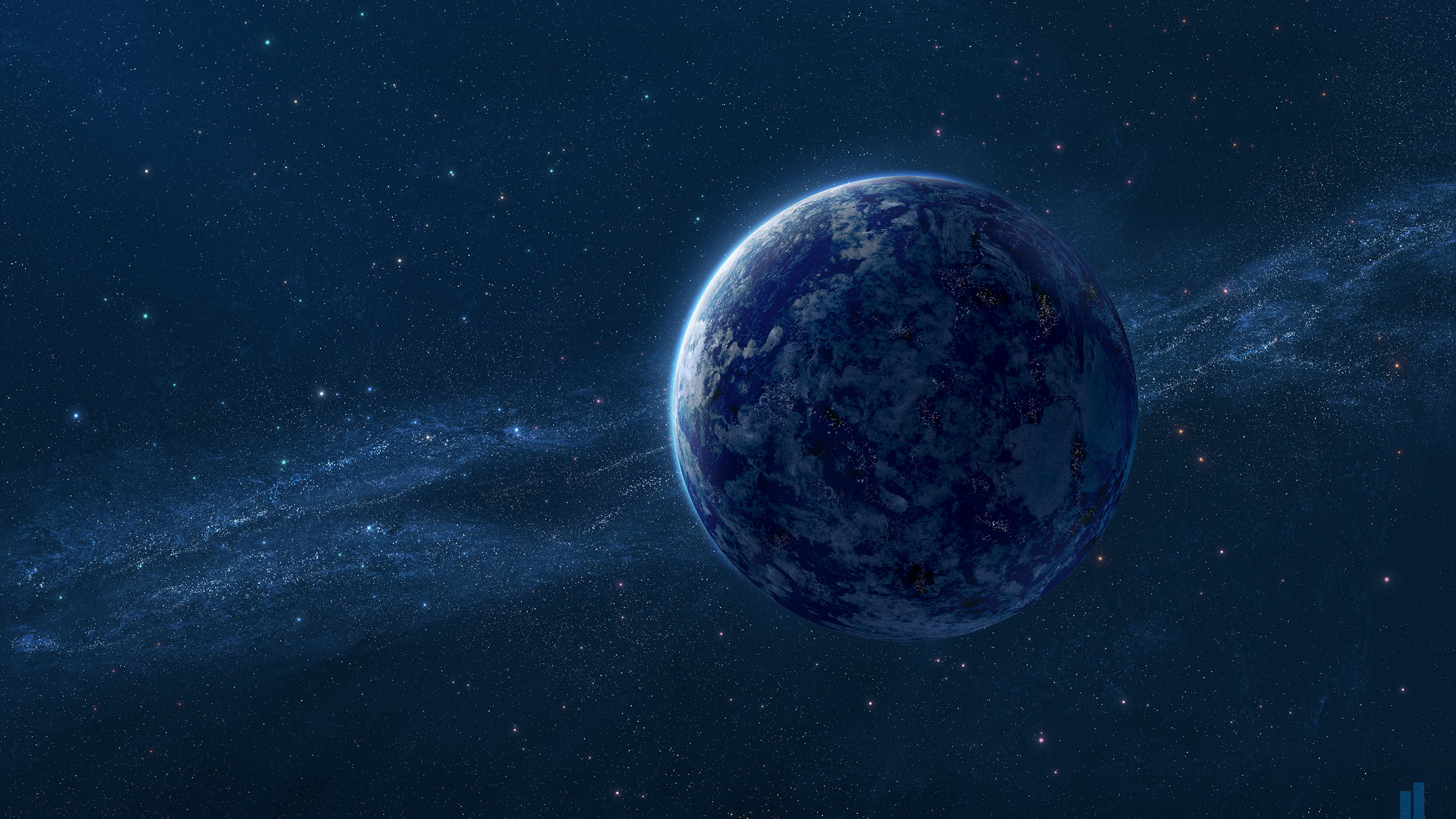blue planet and space dust wqhd 1440p wallpaper