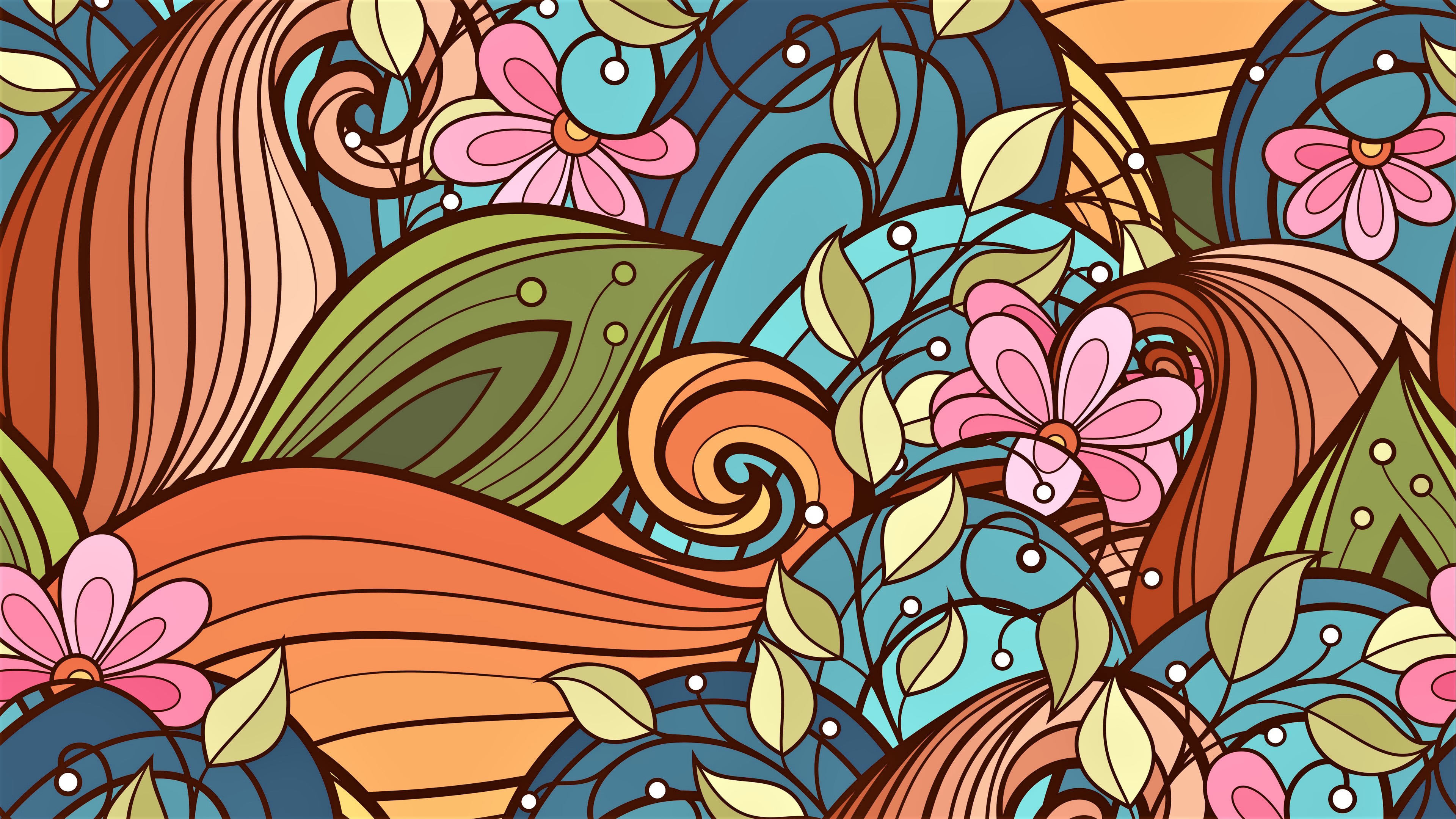 Floral Art Pattern Two UHD 4K Wallpaper | Pixelz