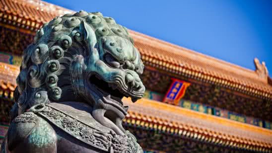imperial guardian lion forbidden city beijing china wqhd 1440p wallpaper