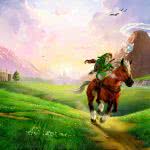 zelda ocarnia of time link riding horse wqhd 1440p wallpaper