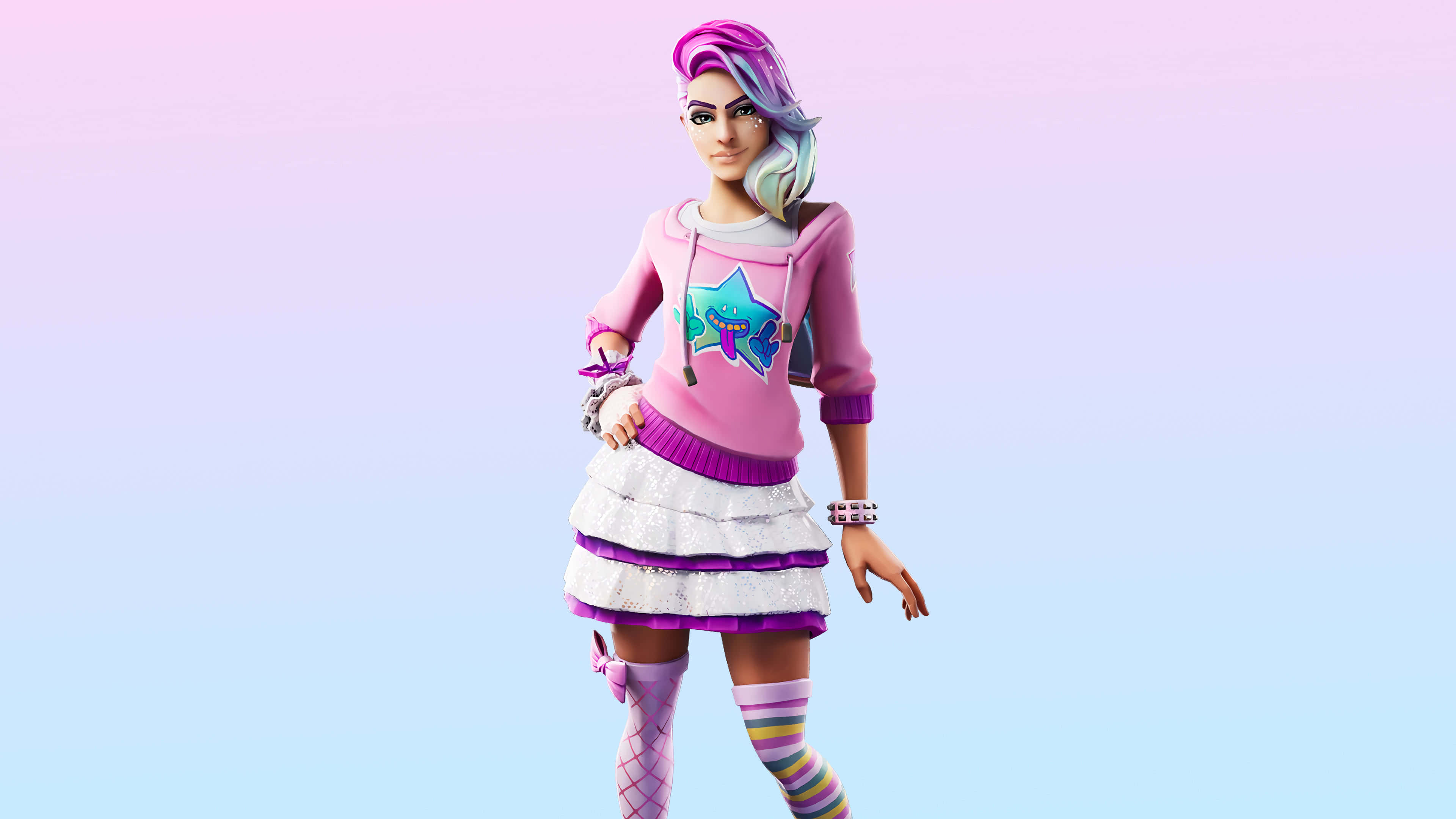 Title: Fortnite Starlie Skin Outfit UHD 4K Wallpaper Resolution: 3840 x 216...