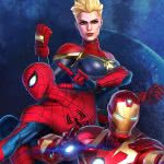 marvel ultimate alliance 3 captain marvel spiderman iron man uhd 4k wallpaper