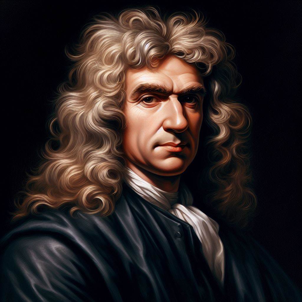 Isaac Newton Portrait Artwork| Pixelz.cc